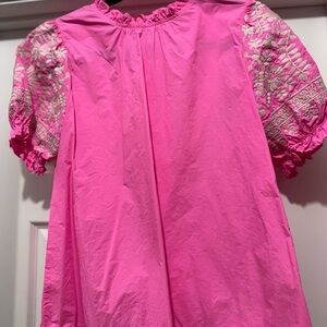 THML bright pink Blouse with Embroidered Sleeves